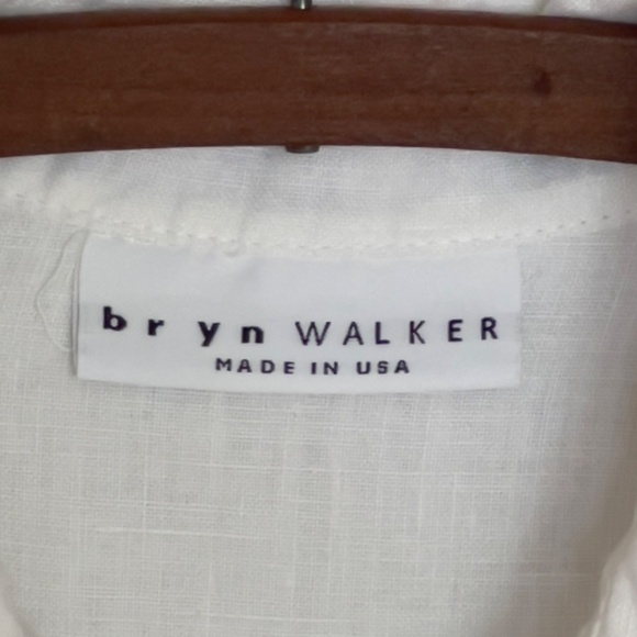 bryn walker 100% linen white shirt sz S minimalist mother of pearl button up USA - Picture 3 of 8